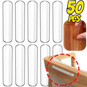 50Pcs Buffer Bumper Mute Self-Adhesive Door Stop Strips Transparent Silicone Wall Protector Furniture Cabinet Door Buffer Anti-crash Protection Pad