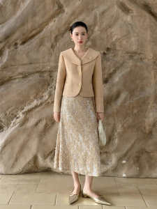 XXNING | Chân Váy Bút Chì Thêu Nặng Có Sequin Phong Cách Pháp