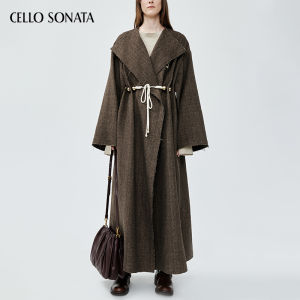 Cello Sonata | Autumn Winter New Versatile Commuter Brown Beaded Drawstring Fringed Wool Coat