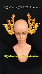 Mahkota Pentas Warna Gold / Aksesoris Tari / Mahkota Karnaval / Mahkota Kepala Murah Kode SAI-M022