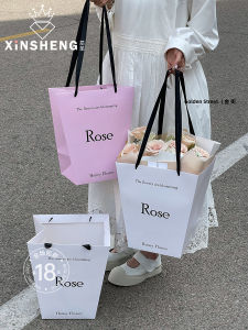 Hộp Đựng Hoa Cầm Tay Hình Thang INS Phong Cách Cửa Hàng Trưng Bày Túi Đựng Hoa Tươi Hộp Đựng Quà Tặng Giấy Trắng Cao Cấp