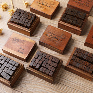 Stickers Punk | Vintage Wooden Box English Letter and Number Stamp Hand Account Supplies