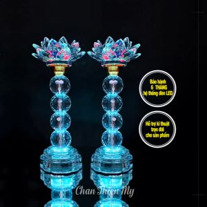Đèn Thờ Hoa Sen Pha Lê CHÂN THIỆN MỸ Đèn Phong Thủy Cao Cấp Trang Trí Bàn Thờ HSPL-37