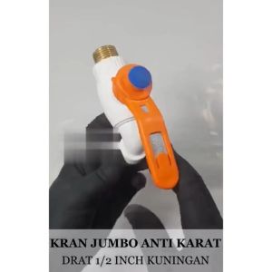 Kran Jumbo PVC PRR 1/2 3/4 inch Keran Air Tembok Drat Kuningan Engkol