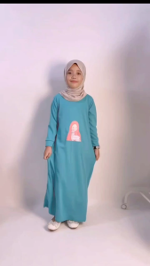 CF Kids Gamis Anak Perempuan Print DTF Alhamdulillah Baju Muslim