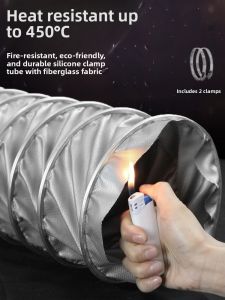High-Temperature Resistant Glass Fiber Ventilation Pipe Flexible Smoke Exhaust Tube Industrial Ventilating System Accessories