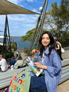 Retro Fresh Blue Plaid Loose Long Sleeve Womens Shirt Korean Style Commute Floral Hollow out Design Other Material Outerwear