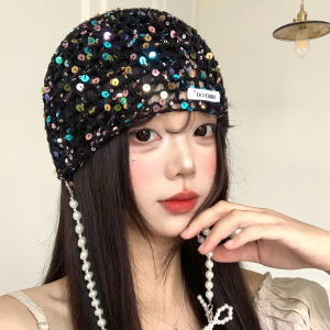 BAOYINFEI | Pearl Bow Glitter Hollow Thin Breathable Summer Hat For Women Face Slimming Head Cover