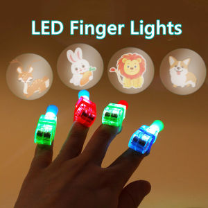 【Free Shipping】Cartoon Projection Finger Lamp Childrens Toys Various Patterns Luminous Cartoon Rings