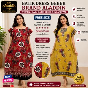 ALADDIN BATIK DRESS GEBER WOMEN / BAJU BATIK DRESS NEW ARRIVAL FREE SIZE