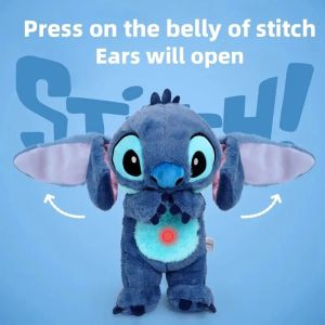 2025New Lilo&Stitch Plush Doll Breath Child Peluche Kawaii Soothes Toy Anime Baby Music Light Sleep Toys Pink Stitch Kid Gifts