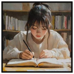 Tranh vẽ góc học tập. Tranh treo tường dán tường sơn dầu tranh trí canvas. CGI-1435