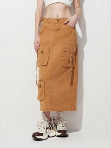 ONLY | Autumn Utility Distressed Split Midi Skirt