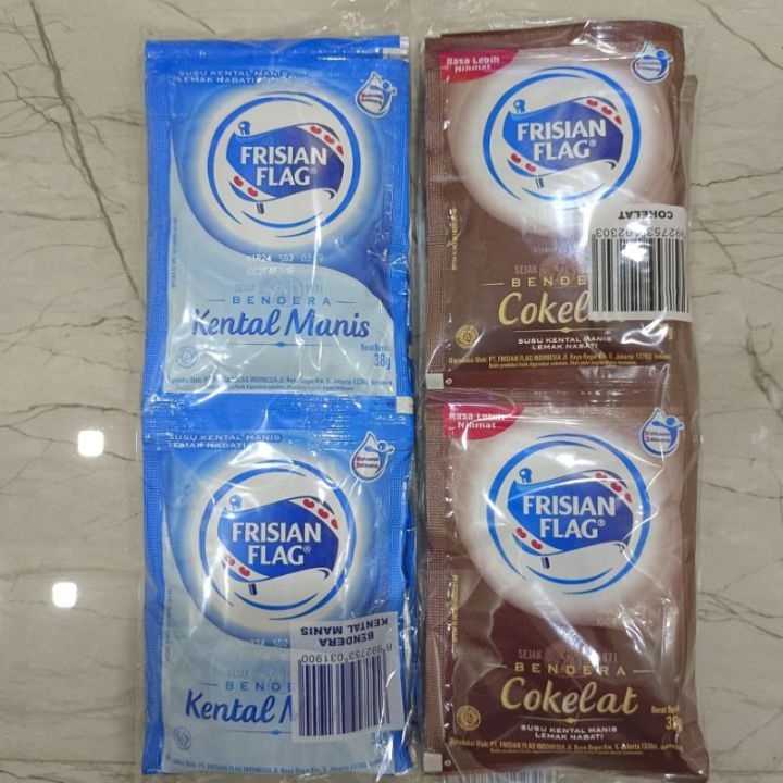 susu kental manis-SUSU SACHET FRISIAN FLAG 1 PACK ISI 6 SACHET-Frisian Flag Susu Bendera Kental Manis  Cokelat Sachet - Condensed Milk-Frisian Flag 38 gr / 6 pcs - Vanila / Coklat-Bendera Frisian Flag Susu Kental Manis SKM Sachet ( 6 X 40gr)