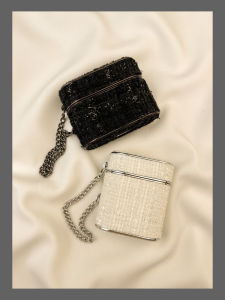 Black White Cloth Pattern Airpods Protective Case Compatible with Apple pro Earphones Second Generation Wireless Bluetooth Third Generation Pods2 Airpodpro Fourth Fifth