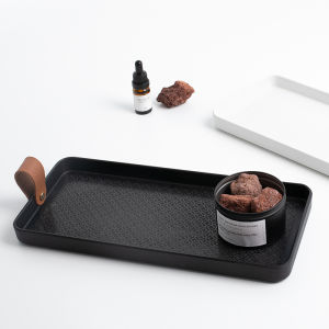 Nordic Style Leather Tray Rectangular Living Room Small Storage Plate Bathroom Aromatherapy Cosmetic Plate Home Flat Plate