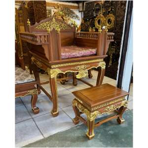 ธรรมาสน์ ไม้สัก แท่นเทศนา ขนาดใหญ่ ทรงสูง พร้อมเก้าอี้ กว้าง 110 x ลึก 90 x สูง 140 cm. ไม้สักทองทุกชิ้นส่วน (พร้อมเบาะ) ที่นั่งพระ