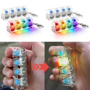 4-Key Mechanical Keyboard Keycap Fidget Toy Transparent LED Light Portable Stress Relief Toy for Office Workers Students