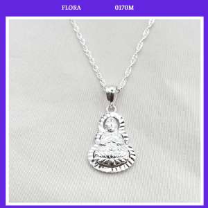 FLORA 0170M - [Có bán lẻ] Dây chuyền bạc ta mặt hình phật bà quan âm bồ tát dành cho bé