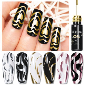 PUENTE 5ml Metallic Painting Liner Gel Polish Bright Mirror Effect Semi-Permanent UV Nail Varnish For Stunning French Nail Art