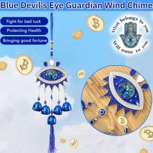 Blue Devils Eye Guardian Wind Chime Outdoor DIY Lucky Pendants Fortune Bliss Feng Shui Evil Eye Wind Chime