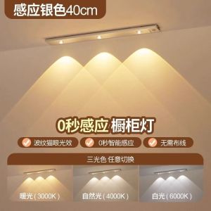 sensor light Human body sensor light人体智能感应灯带长条衣柜鞋柜无线自粘厨房充电式LED磁吸橱柜灯