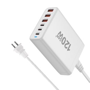 Sạc USB Type C GaN 120W 200W 6 Cổng Sạc Nhanh 3.0 Sạc Điện Thoại Di Động Để Bàn Với Giao Thức PD Và Cáp