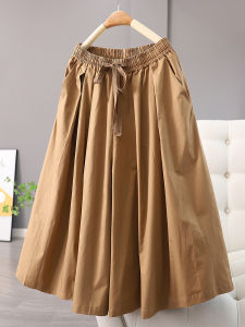 High Waist Loose Cotton Linen Wide Leg Skirt Pants Women Thin Summer 2023 Pure Cotton A-Line Large Size Loose Straight Eighteen Pants