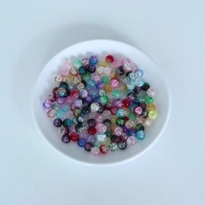Bộ 50 8mm Nhiều Màu Sắc Nứt Hoa Hạt Thủy Tinh Pha Lê Tròn Miếng Đệm Hạt Cho DIY Làm Đồ Trang Sức-Vòng Cổ Phụ Kiện Làm Vòng Tay