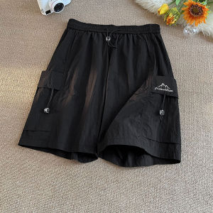 Ice Silk Workwear Shorts Mens Summer Thin Quick Dry Trendy American Sports Purple Five-Quarter Casual Pants Loose Fit Youthful