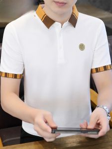 HENGYUANXIANG | Hengyuanxiang Mens Short Sleeve Polo Shirt Casual Color Block Standard Fit Breathable Cotton Polyester Blend Summer T-Shirt