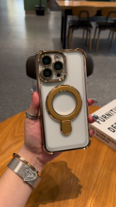 Luxury Flip Bracket Shockproof Phone Case for IPhone 11 12 13 14 15 16 Pro Max Plus Transparent Casing Airbag Cover