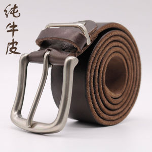 Handmade Pure Cowhide Leather Belt Vintage Casual Waist Belt Top Layer Leather Buckle Pants Belt Leather Accessories for Men