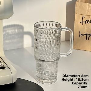 Senzhi | Large Capacity Straw Glass Cup with Handle 