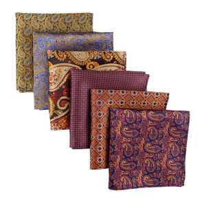 Mens 25*25cm Pocket Square Wedding Party Banquet Suit Fashion Accessory Trendy Brown Red Khaki Chest Towel Paisley Floral Dots polyester Handkerchief Valentines Day Gift