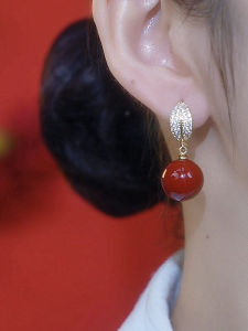 Hoa Tai Kim Loại Đồng Thời Trang Đính Đá Zircon Hình Lá Hoa Tai Thời Trang Cho Phụ Nữ Trang Sức Hợp Kim Đồng Phong Cách Mới Năm Mới