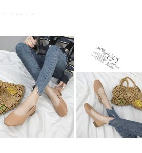 Korean Fashion 1 Inch Heeled Doll Shoes: NEW Women Pointed Block Thick Heels Sandals