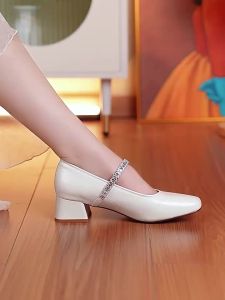 Giày Công Sở Đế Cao Comfortable Chunky Heel Phong Cách Mary Jane