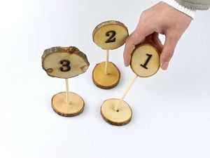 Wood Restaurant Table Numbers with Holder Base for Wedding Party