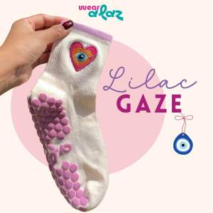 Wear Alaz Pink Gaze grip socks for Pilates Barre Lagree Yoga Casual