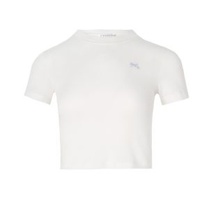 Kroche Silk Wool Butterfly Knot Embroidered Slim Fit Short Sleeve T-Shirt Ladies Commute Style Pure Color Summer Thin Model