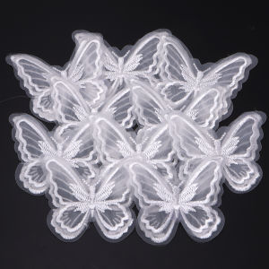 10Pcs 5.5x6cm Double Layer Embroidered Butterfly Cloth Patches Colorful Mesh Appliques For DIY Sewing Craft Headwear Accessories
