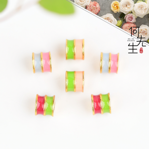 สร้อยคอ สร้อยข้อมือ DIY แฮนด์เมด Mini Blue Sand Gold Cylinder ลูกปัดลื่นสำหรับผู้หญิง เครื่องประดับแฟชั่นฤดูร้อน 2023