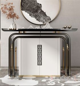 Luxurious New Chinese Style Entrance Table Hallway Decorative Storage Cabinet Simple Modern Real Wood Entrance Desk Artistic Style