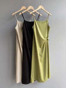 Summer Beach Vacation Acetate Satin Long Dress Womens High Waist A-Line Gown with Jacket Strapless Korean Style Commute Dress