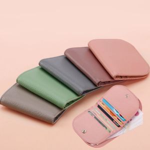 Ultra-Thin Pure Color Short Wallet for Women Multifunctional Genuine Leather Feeling Mens Dopaamine Card Holder Korean Style