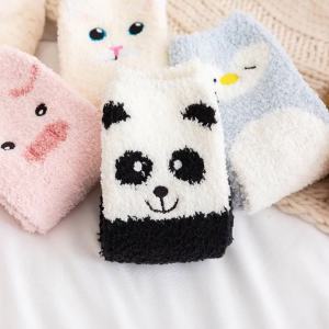 Lovely Cartoon Cat pig panda Sleeping Socks Animals in Autumn Winter Plush ThiCkened Warm Middle Tube Socks Home Floor Socks
