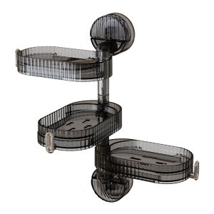 Rotatable Soap Dish Wall Mounted Bathroom Storage Rack High End Soap Holder Draining Home Use Three Layers No Drilling Needed