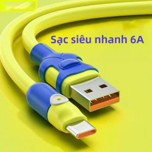 6A Sạc Nhanh Cáp USB C Chất Lỏng Silicon Mềm Dữ Liệu Dây Samsung Huawei Xiaomi 1/2M Điện Thoại Di Động USB C Dây Sạc