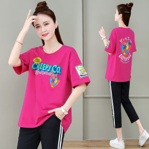 YOUFAN | Cotton Large Size Womens T-shirt Set